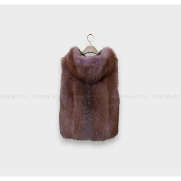 Brunello Cucinelli Reversible Fox Fur Vest Jacket Coat Monili Pink XS 38 2 - Picture 10 of 13